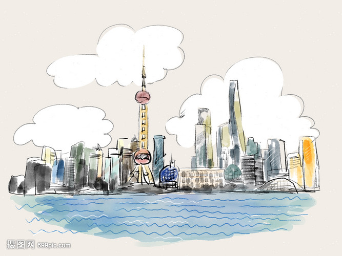 上海地标涂鸦手绘