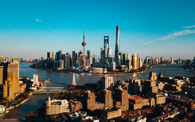航拍夕阳下的上海天际线图片素材_免费下载_jpg图片格式_VRF高清图片 .